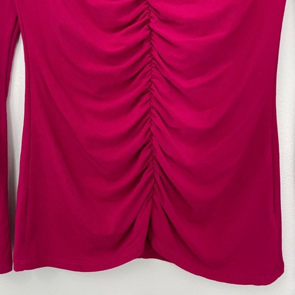 New Narciso Rodriguez DesigNation Ruched Front V-Neck Knit Top Pink Size Medium - Picture 6 of 12